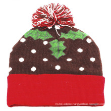 16FZCB10 pom pom jacquard christmas beanie